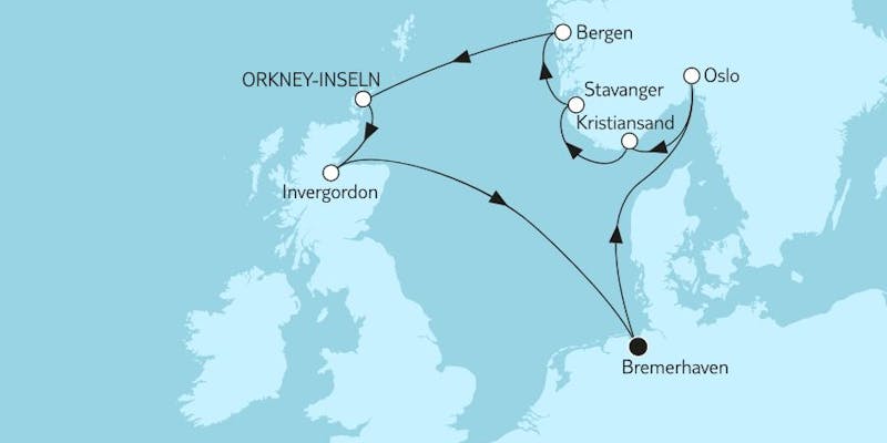 Norwegen mit Orkney-Inseln